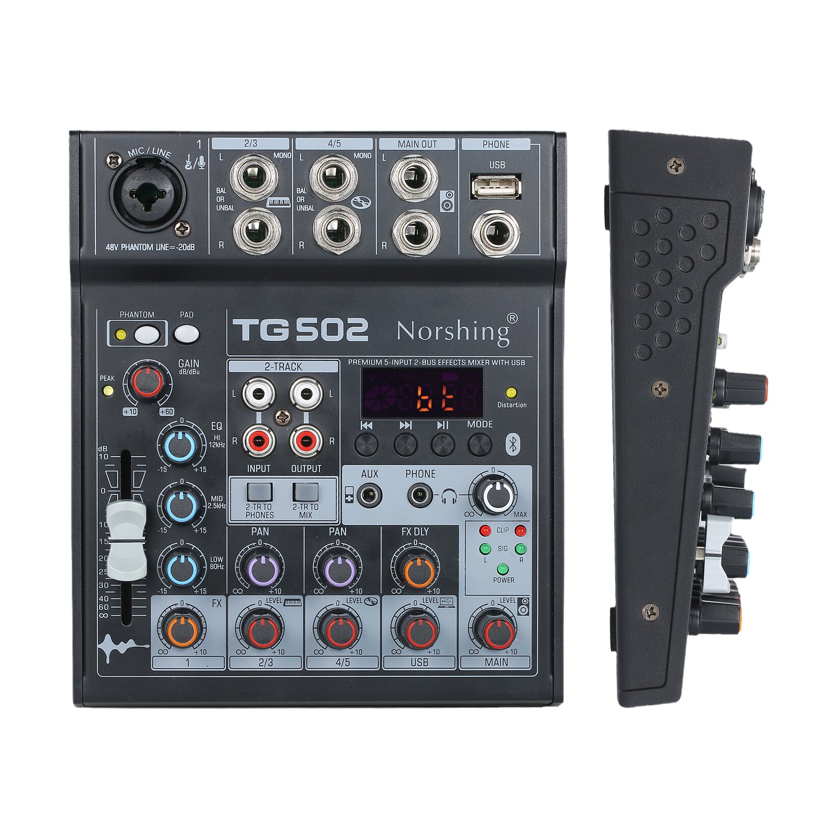 Norshing TG 502 Audio Mixer 4 Channel Stereo Sound Board Console System USB BT Digital Audio Signal Processor