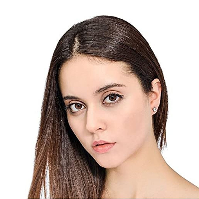 Juego de 4 pares de pendientes de acero inoxidable para hombre y mujer, tachuelas magnéticas sin perforación, CZ, Color acero de 6MM