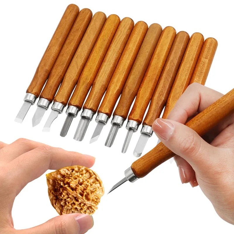 12 Piece Set Of Soft Wood Carving Knife Set Art Carving Knife Set Suitable For DIY Carving Carpenter Experts And Beginners