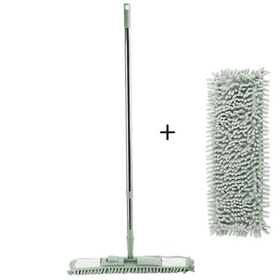 Vadrouille Chenille Moper pour plancher de lavage Wonderlife nettoyage de la maison vadrouilles paresseux outils propres tige de peinture chiffon de lavage en plastique: green and 1 pad