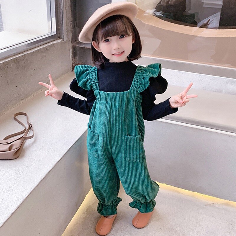 Conjunto de 2 piezas de blusa de lana para niña, ropa o pantalones para niña, camiseta y pantalones de pana, Otoño e Invierno: G / 3-4Years