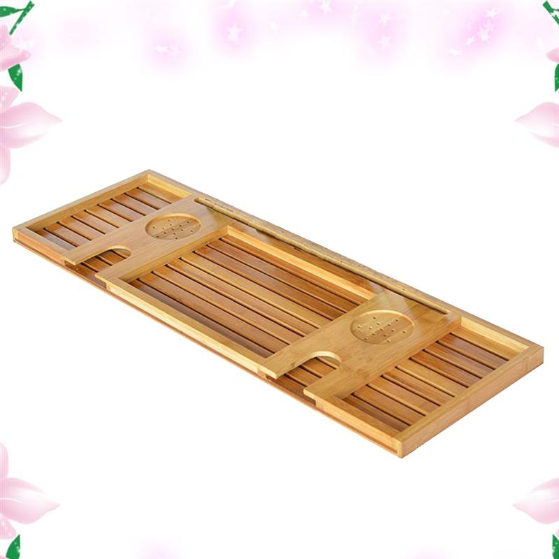 Bath Bridge Bamboo Storage Rack Shelf Tablet Holder Bathtub Serving Tray