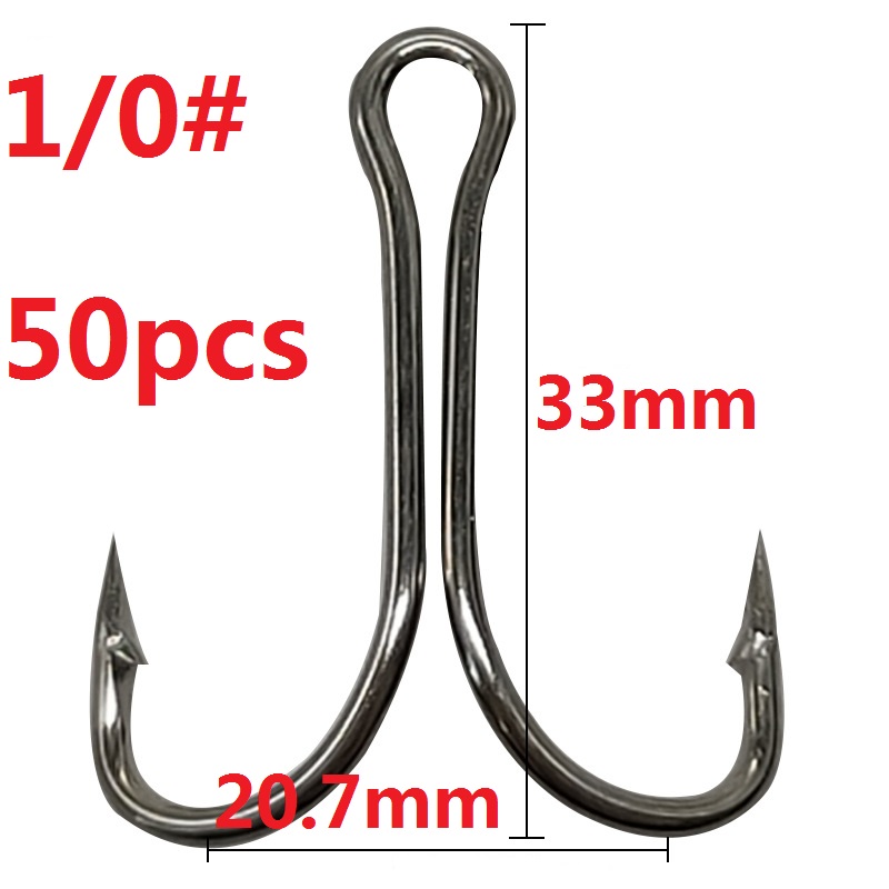 50pcs Long Shank Double Hook Weedless Fishing hook Fly Tying Duple Hook for Jig Bass Fish Hook fishing tackle For Soft Lure: colorE