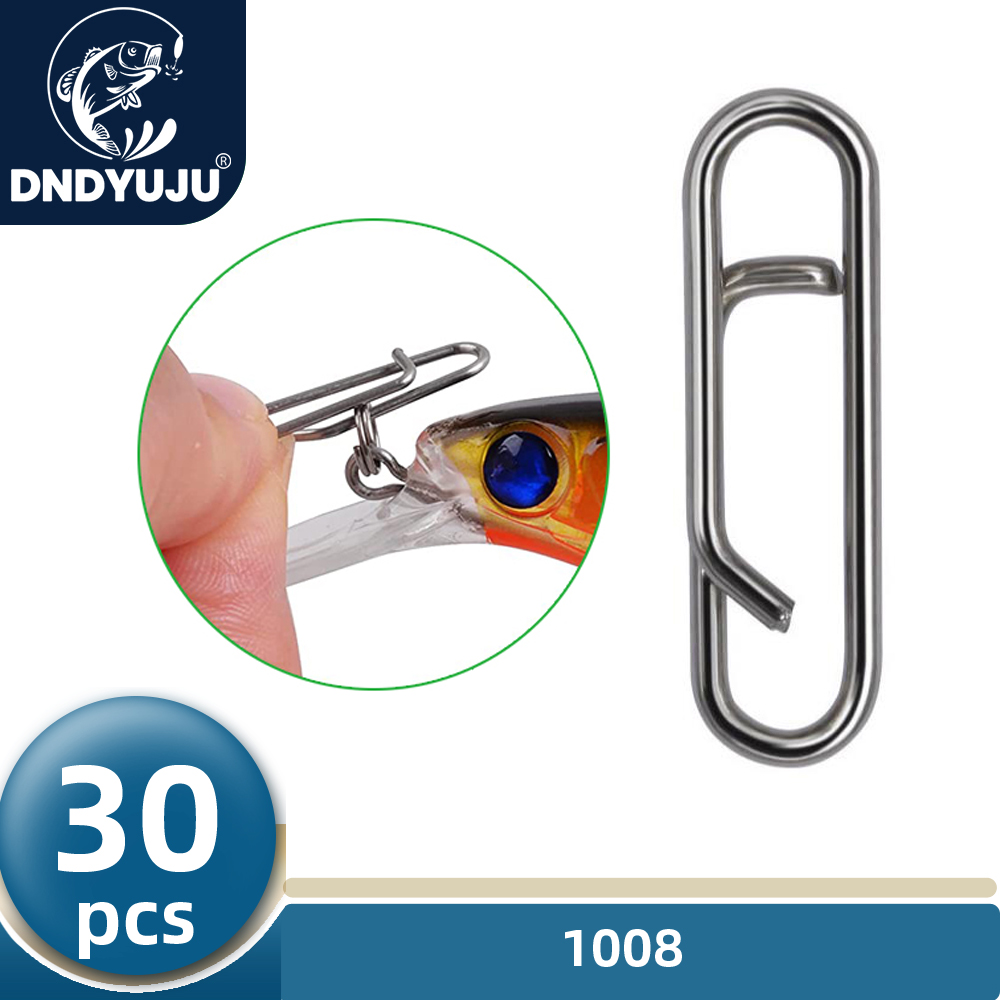 DNDYUJU 30 Uds. Interbloqueo de Pesca bonitos Clips rápidos barril de Pesca de acero inoxidable señuelo giratorio gancho conector accesorios Pesca