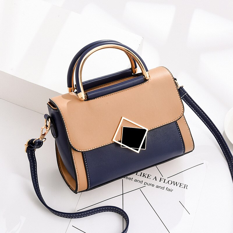 Borsa a tracolla monospalla moda semplice da donna coreana nuova moda autunno e inverno 2019 da donna: Khaki with Blue