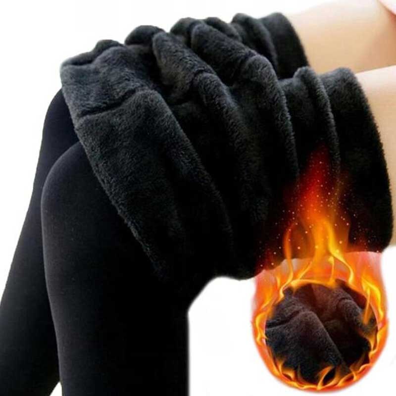 8 cores das mulheres collants inverno quente velo forrado calças de cintura alta feminino térmica elástico magro calças justas sólido cores: Preto