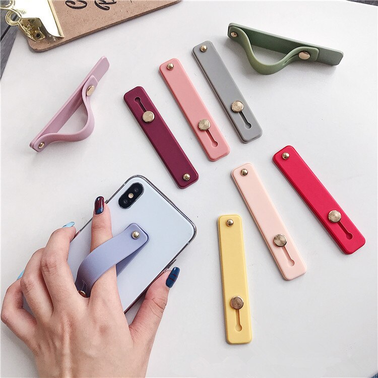 Candy Kleur Mobiele Telefoon Geval Beugel Polsband Ondersteuning Push Stretch Silicone Wrist Band Hand Vinger Grip Socket Houder
