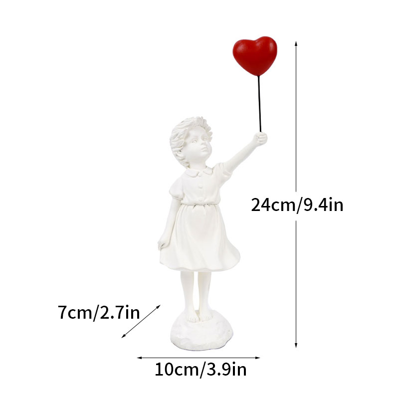 Colección de escultura de Vilead Banksy, estatua lanzadora de flores, arte Pop, globo moderno, estatuilla de niña, decoración del hogar para oficina y calle: Gris oscuro