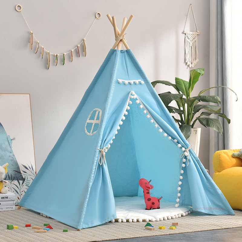1.35/1.6m przenośne dzieci Tipi namioty namiot Tipi dla Kid Play House Wigwam dla dzieci Tipi Infantil namiot dla dzieci dziewczyna do pokoju zabaw: Blue 1.6M