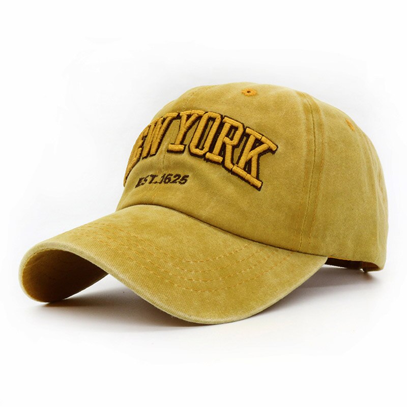 Doitbest myte 100% bawełniana czapka baseballowa kapelusz dla kobiet mężczyzn w stylu klasyczny tata kapelusz nowy jork hafty czapki sportowe na zewnątrz snapback: żółty