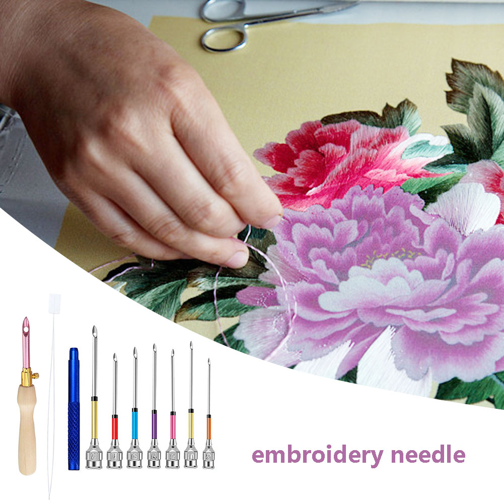 Punch Needle Embroidery Kits Wooden Yarn Punch Needles Threader Crochet Knitting DIY Craft Poking Cross Stitch Applique