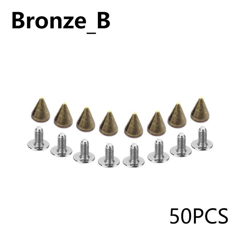 20/50/100 Sets Hardware Accessories Leathercraft DIY Bag Studs Spike Rivets Metal Decorative 7X10MM: bronze-B