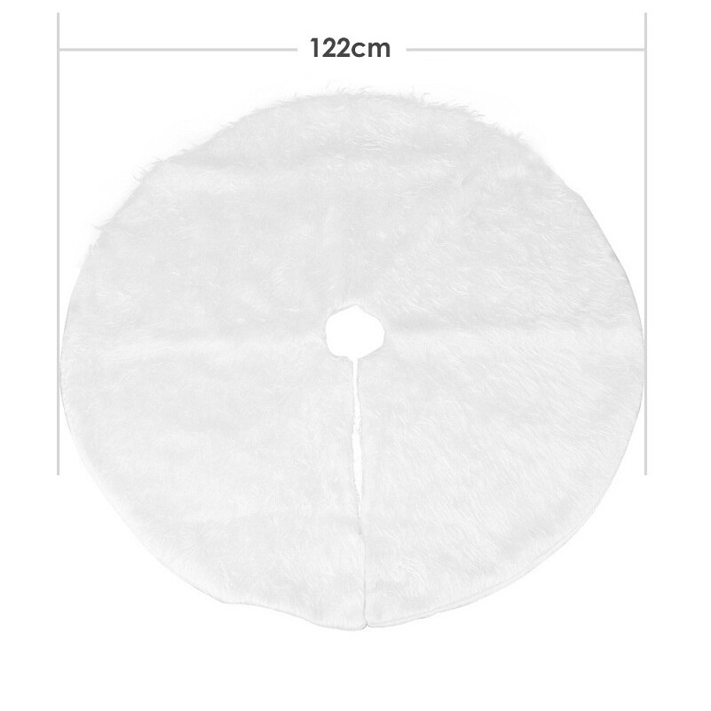 78/90/120cm juletræsnederdele runde lilla / hvide plys forklæde tæppe år xmas dekor jul hjem fest dekoration: Hvid 122cm