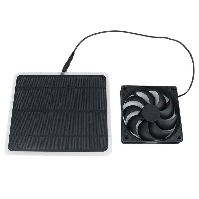 Solcellepanel drevet vifte mini ventilator 10w solavtrekksvifte for hund kyllinghus drivhus rv