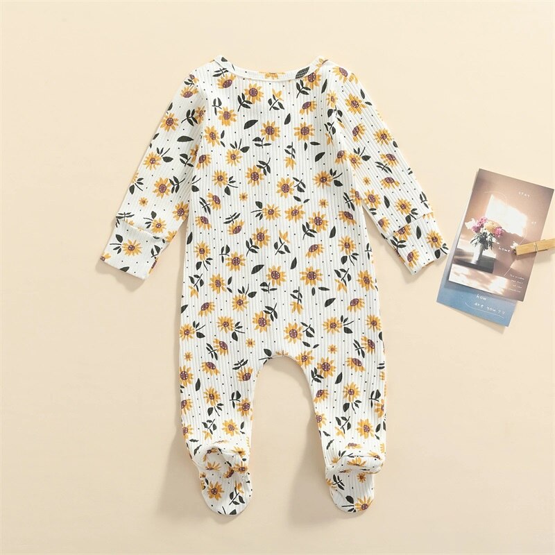 Kids Baby Floral Rompers for Autumn Long Sleeve Cotton Girls Jumpsuits Infants Children Clothes: 60