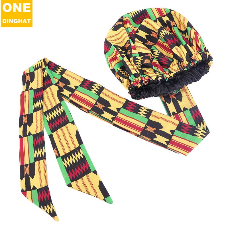 Grand couvre-chef africain Ankara en Satin pour femmes noires, couvre-chef de soins infirmiers, prêt à porter, chimio: E