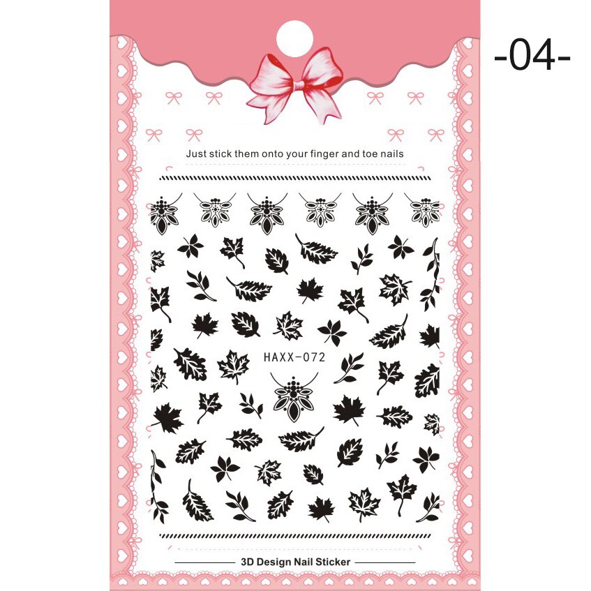 1 Pc Colorful Marple Leaf Gold Silver 3D Nail Sticker Flower Pattern Nail Art Transfer Stickers DIY Nail Decoraion