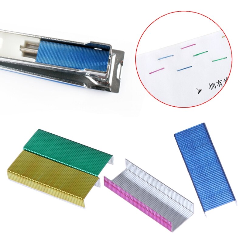 800Pcs/Box 12mm Colorful Metal Staples Office School Binding Supplies