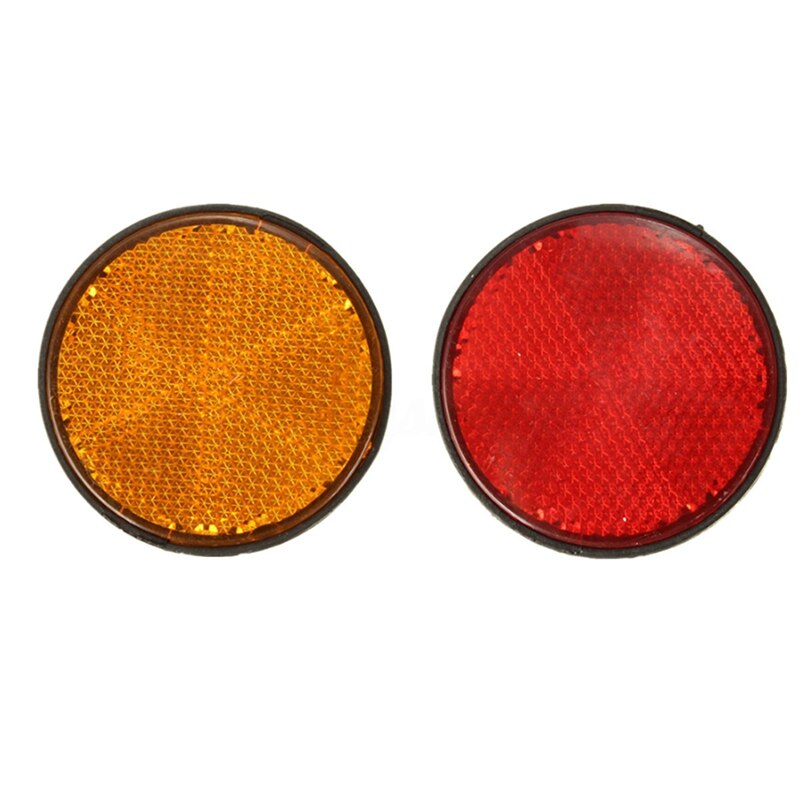 2 stk 2 tommer runde røde og orange reflektorer universelle til motorcykel atv cykel snavs
