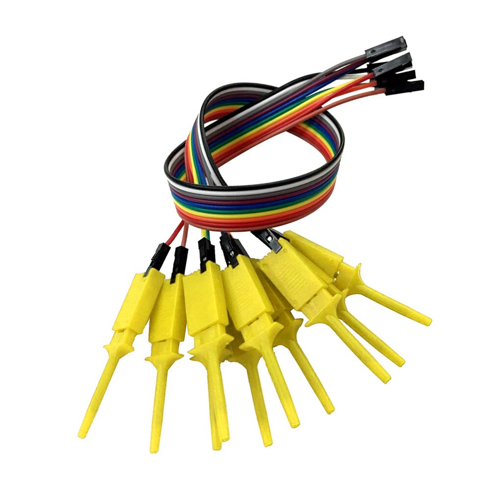 6 stk. forbinder chipstifterne 10-- pin testkrogklip til logisk analysator - assorteret farve