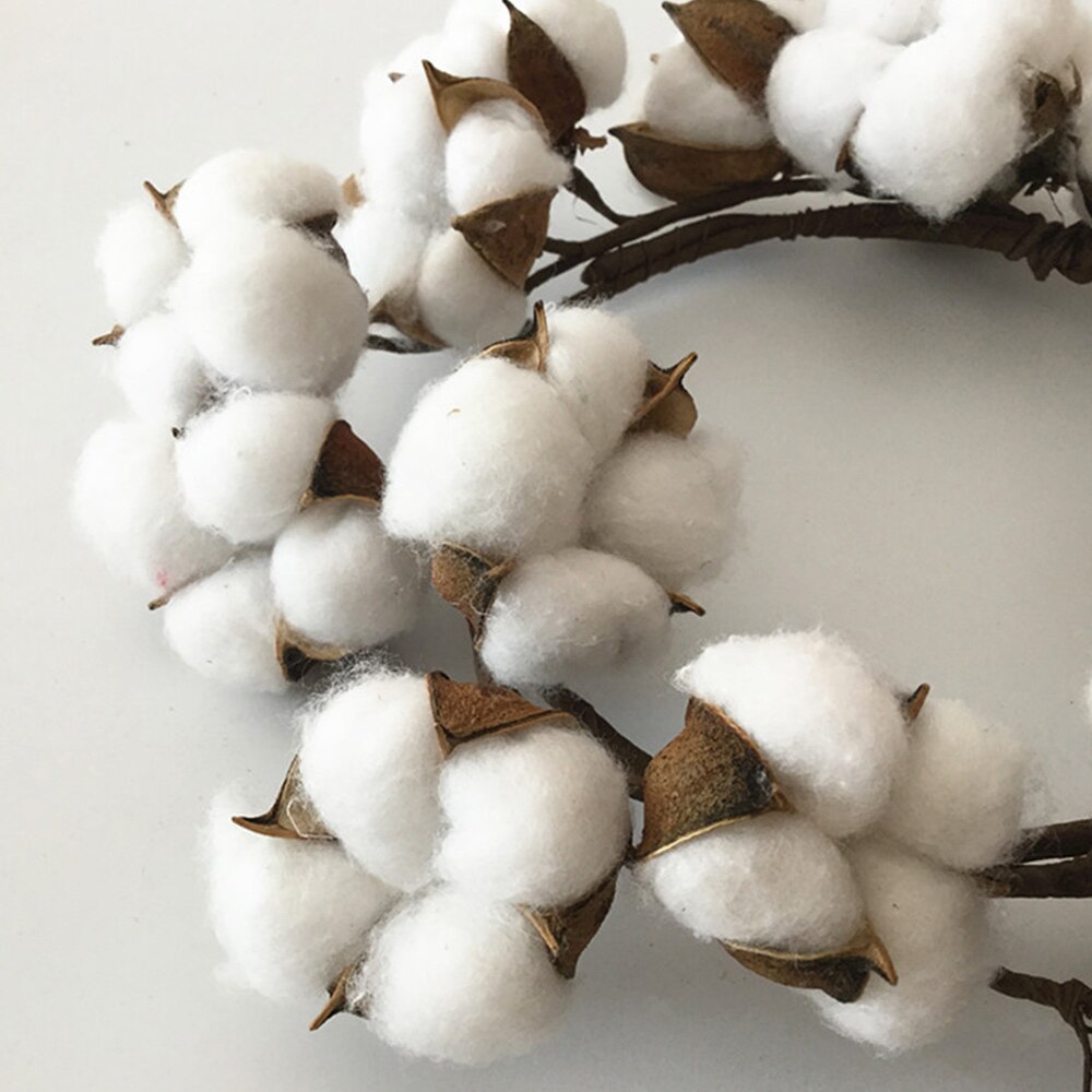 Dried Cotton Flower Simulation Cotton Wreath Christmas Wreath Door Twice Day Artificial Cotton Wreath Decoration