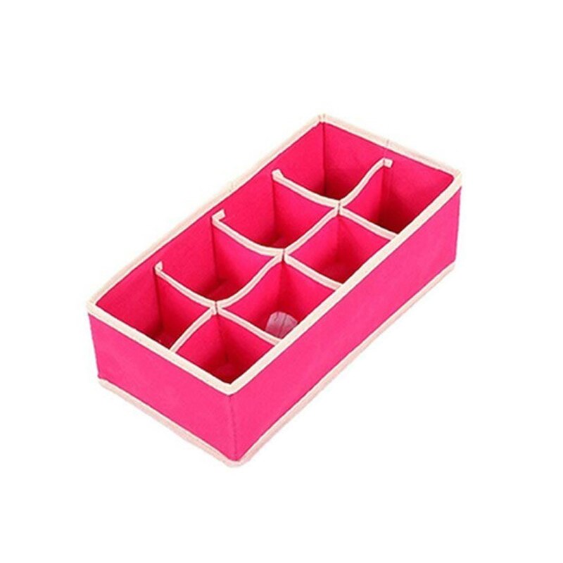 Underwear Bra Storage Box, Foldable Fabric Closet Organizer Drawer Closet Organizers Boxes for Underwear Scarves Socks Bra ect.: 1pcs RoseRed 8 cells