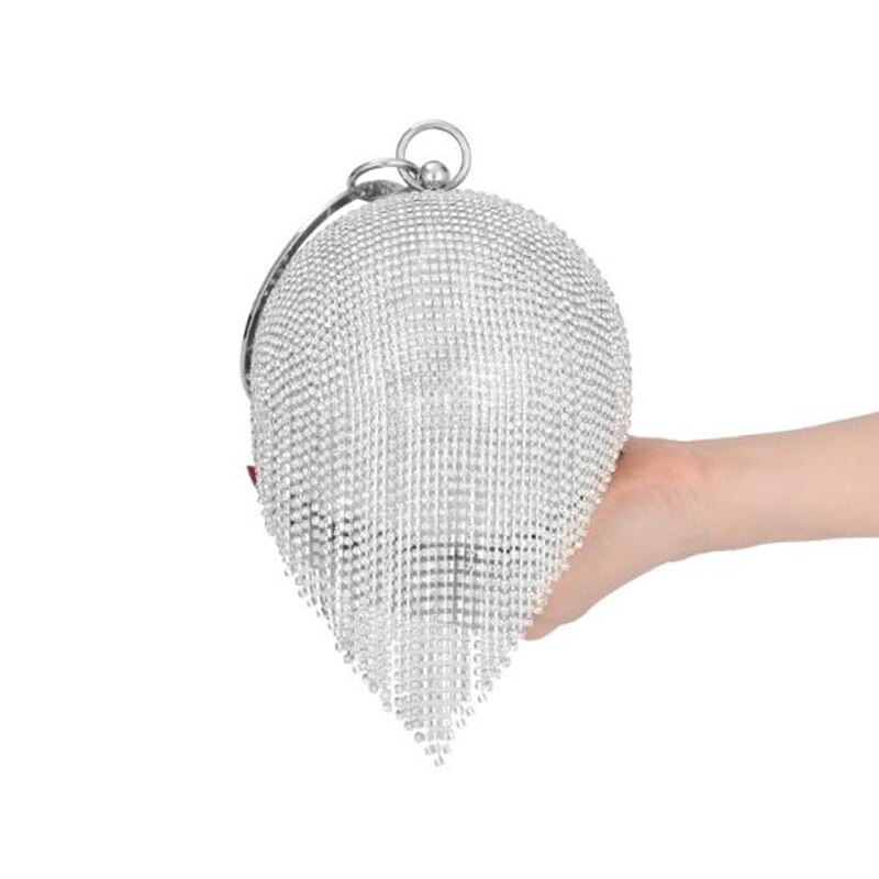 Gylden diamant kvast kvinder fest metal krystal clutches aftentaske bryllupstaske brude luksus håndtaske sort sølv clutch pung