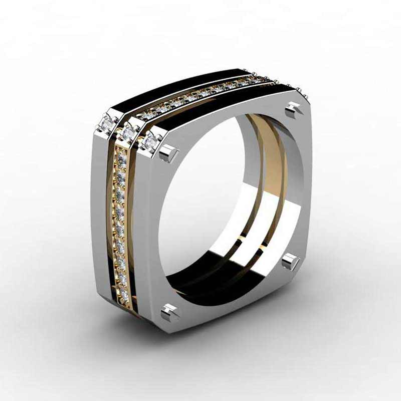 Mannen Ring Geometrische Punk Vierkante Zware Gadget Ring Voor Cool Boy Stijlvolle Accessoires