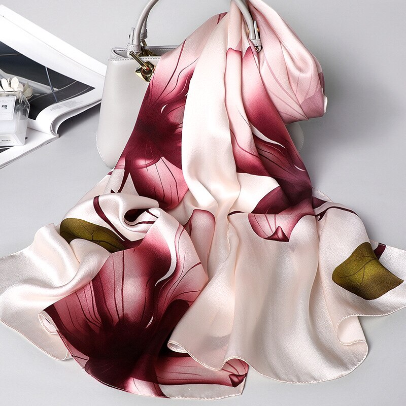 2021Brand Silk Scarf Women Luxury Real Silk Wraps For Ladies Print Shawls Foulard Femme Natural Silk Scarves