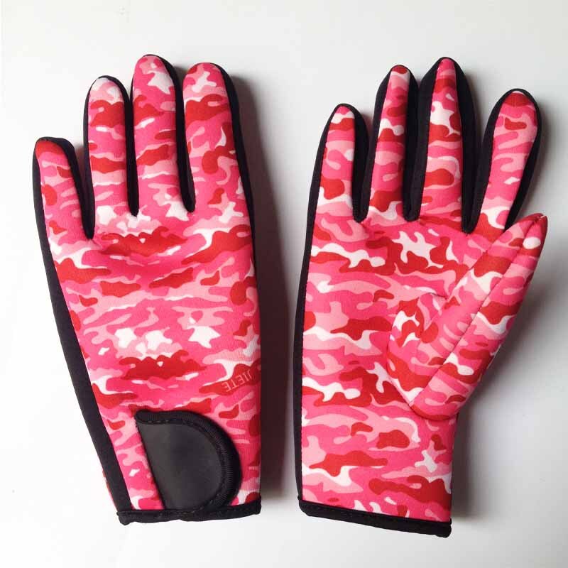 3mm neopreen zwemmen duiken handschoenen CAMO handschoenen met magic stick handschoenen voor water sport dive vissen mannelijke vrouwelijke handschoenen: RED CAMO / M