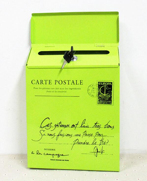 Metalen Brievenbus Met Slot Muur Suggestie Doos Koffie Winkel Decoratie Bruiloft Bar Postbus Brief Mail Box Woondecoratie: Green 2