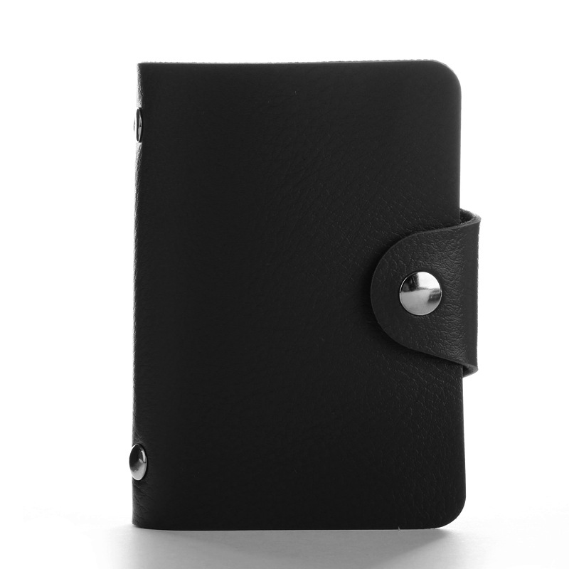 Uniego Women Men ID Card Holder Pu Leather Hasp Credit Card Holder Business Passport Card Wallet porte carte HB236c: Black