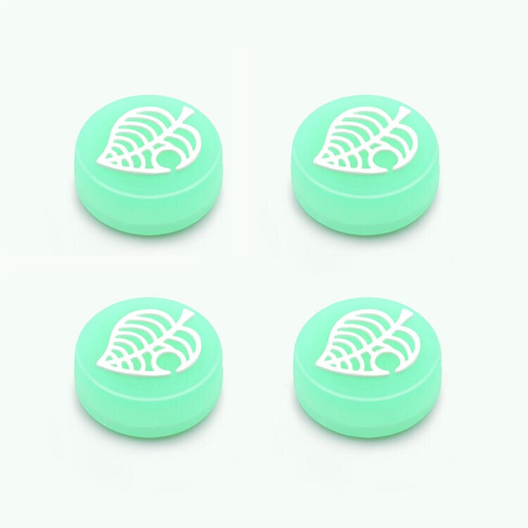 4Pcs Luminous Light Leaf Strawberry Thumb Grip Cap Controller Analog Protective Cover For Nintendo Switch/Lite Joy-Con: Green Leaf