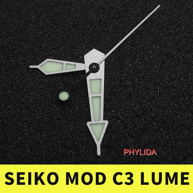 And Silver Watch Hands Set SKX SRP MOD 7S26 4R35 4R36 NH35A NH36A Green C3 LUME