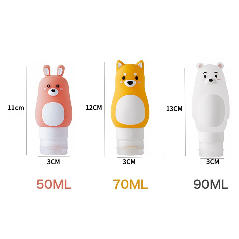 TTLIFE-bouteille vide en Silicone dessin animé, ensemble de bouteilles de voyage, pour Gel douche Portable, shampoing, bouteille de lavage, organisateur de maquillage