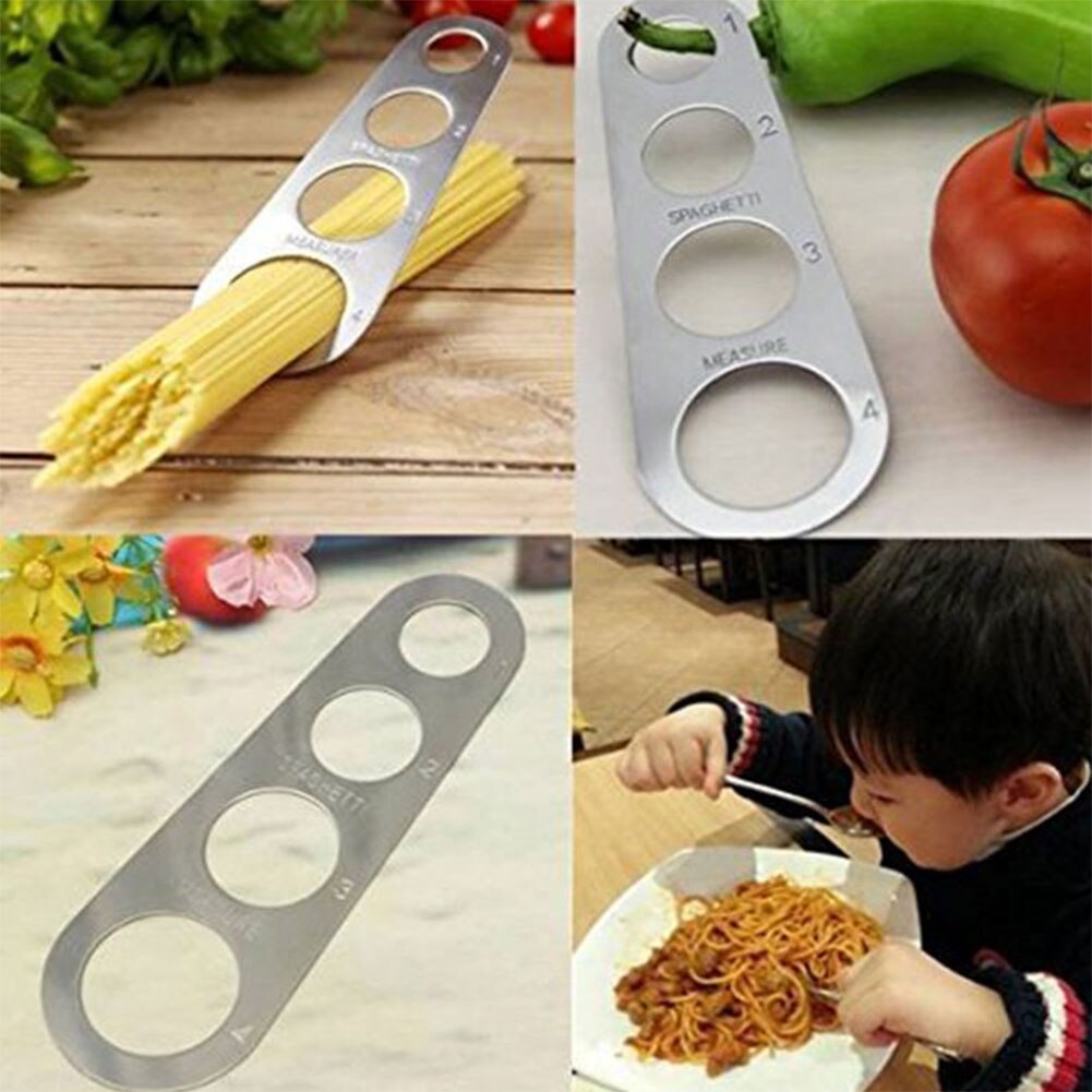 Regla de Pasta de fácil limpieza, herramienta de medición de 4 porción de servicio, medidor de espagueti de acero inoxidable, suministros de cocina, herramientas de Control