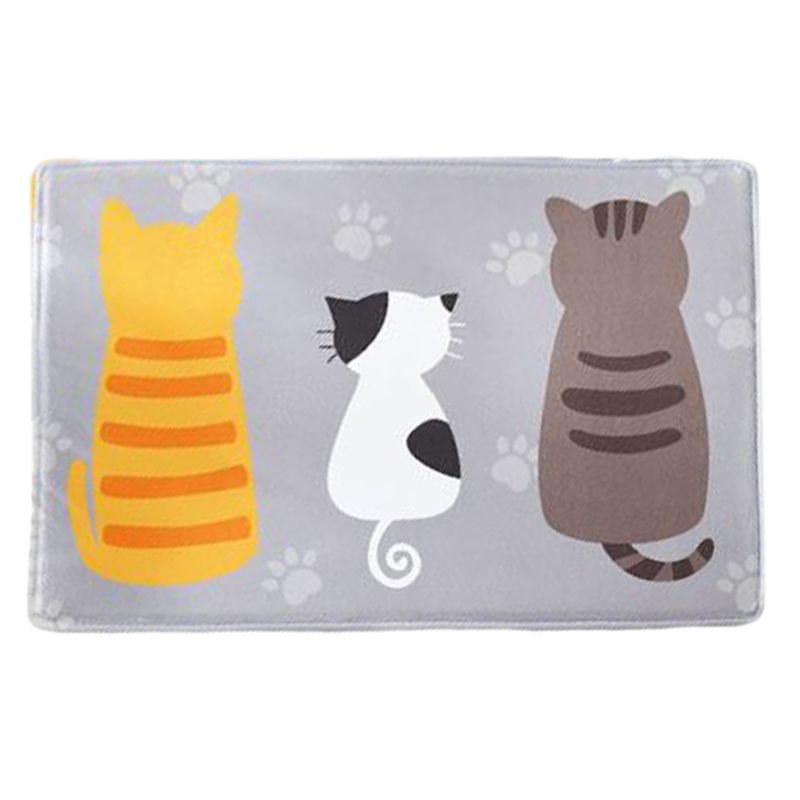 Rectangle Area Entrance Door Mat Cartoon Cat Paw Fish Print Non-Slip Sponge Floor Carpet Flannel Absorbent Bath Rug