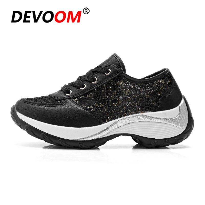 Summer Women Slimming Fitness Shoes Swing Sport Shoes Women Platform Toning Shoes Woman Breathable Mesh Sneakers Women 40: Black / 6