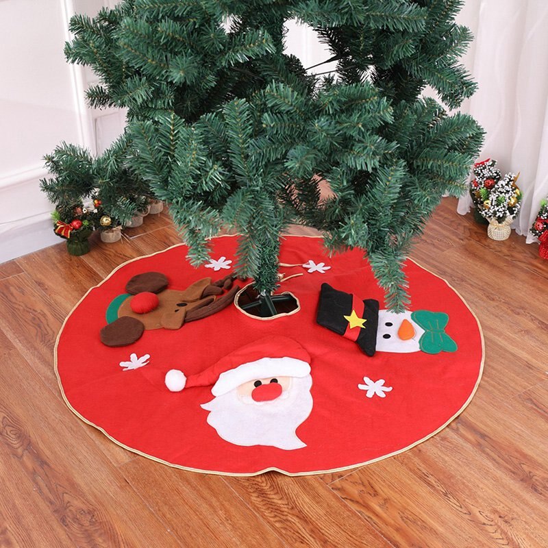 Alfombra configuras de Navidad Santa Claus ciervos esteras redondas decoración del Festival de Año alfombras rojas no tejidas falda del árbol de Navidad para