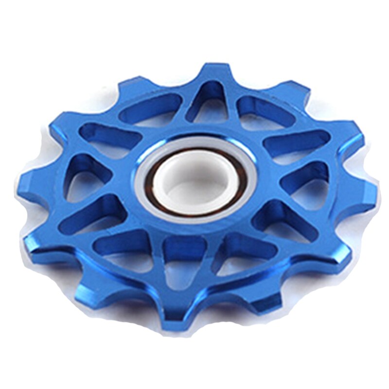 QiKour 12T MTB Bicycle Rear Derailleur Jockey Wheel Ceramic bearing Pulley CNC Road Bike Guide Roller Idler: Blue