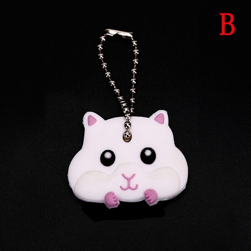 1 Pc Siliconen Sleutelhanger Cap Head Cover Sleutelhanger Case Shell Kat Hamster Pug Hond Dieren Shape Mooie Sieraden: Paars