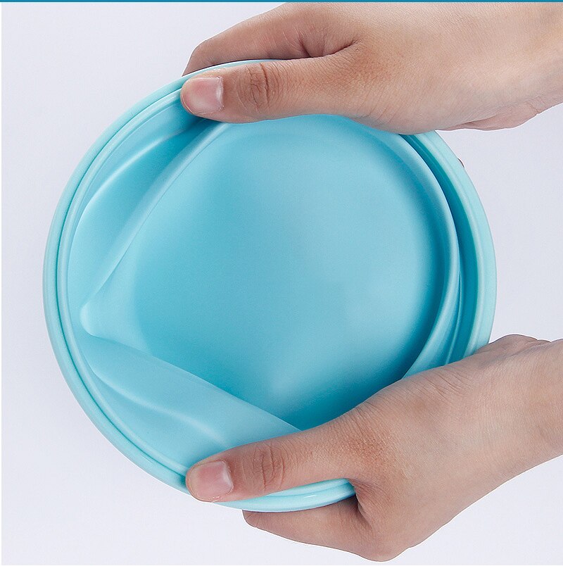 Folding Silicone Lunch Box Food Container Portable Round Microwave Safe Lunch Box Retractable Refrigerator LunchBox FDA R2047