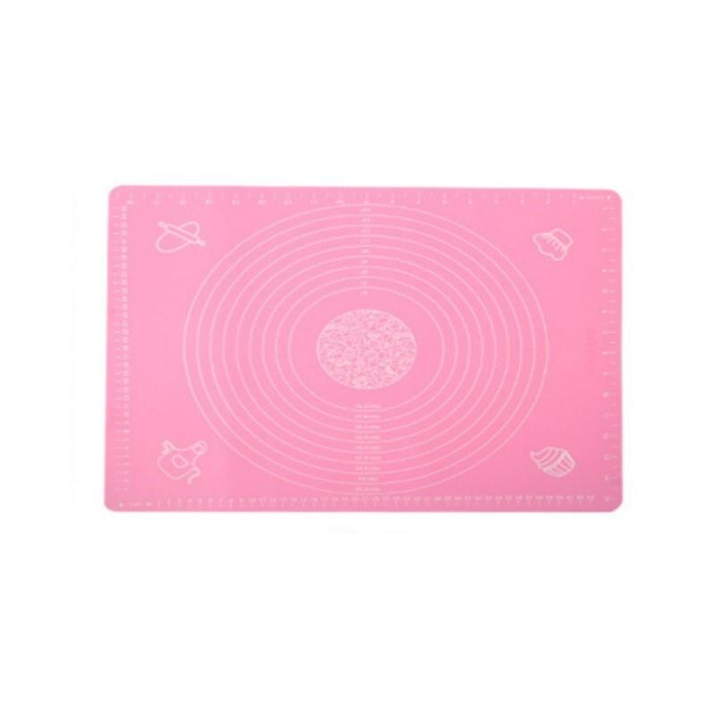 6 Kleuren 50*40Cm Siliconen Kneden Mat Antislip Non-stick Food Grade Siliconen Bakken Mat herbruikbare Milieuvriendelijke Keuken Gereedschap: 1PC Pink