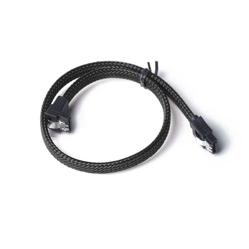 50cm sata 3.0 iii sata 3 7 stifts datakabel rät vinkel 6gb/ s ssd kablar hdd hårddisk datasladd med nylonhylsa: Svart