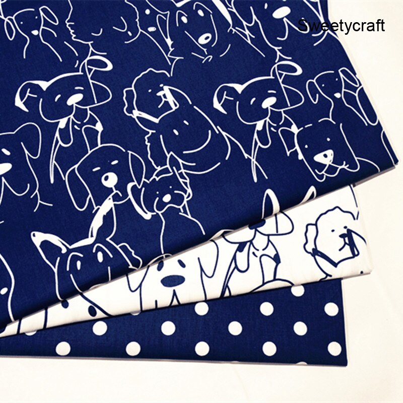 Printed Dot Dog Baby Cotton Twill Quilting Fabric by half meter for DIY Sewing Kids Bed Sheet Dress making Child cotton fabrics