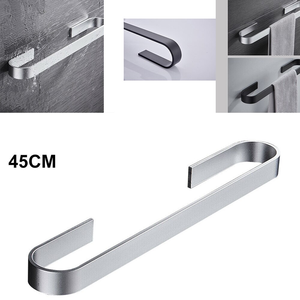 Håndkleholder badehåndklestativhenger svart sølv 304 rustfritt stål vegghengende håndklebar arrangør kjøkkenlagerhylle: 45cm sølv