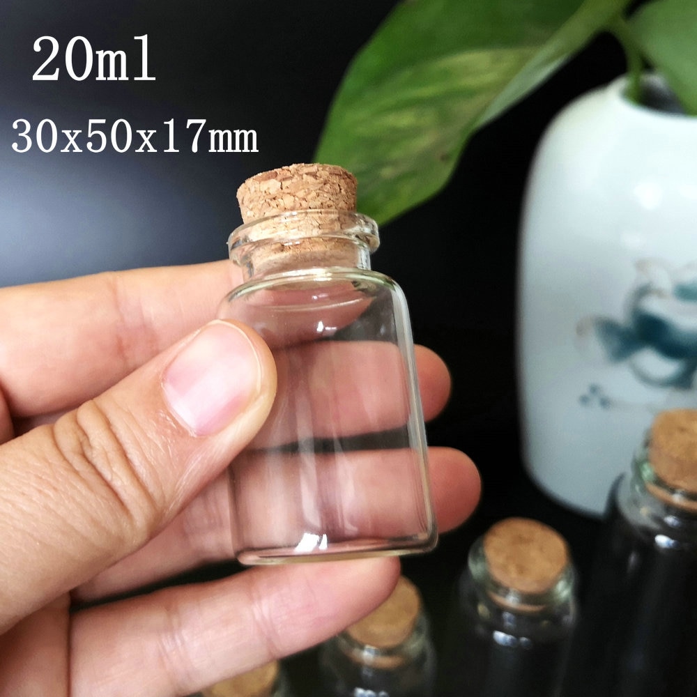 Botellas Vacías de almacenamiento DIY con tapones de corcho, frascos de vidrio para deseos, manualidades para decoración, 10ml/15ml/20ml/25ml/30ml/40ml/55ml, 50 Uds.
