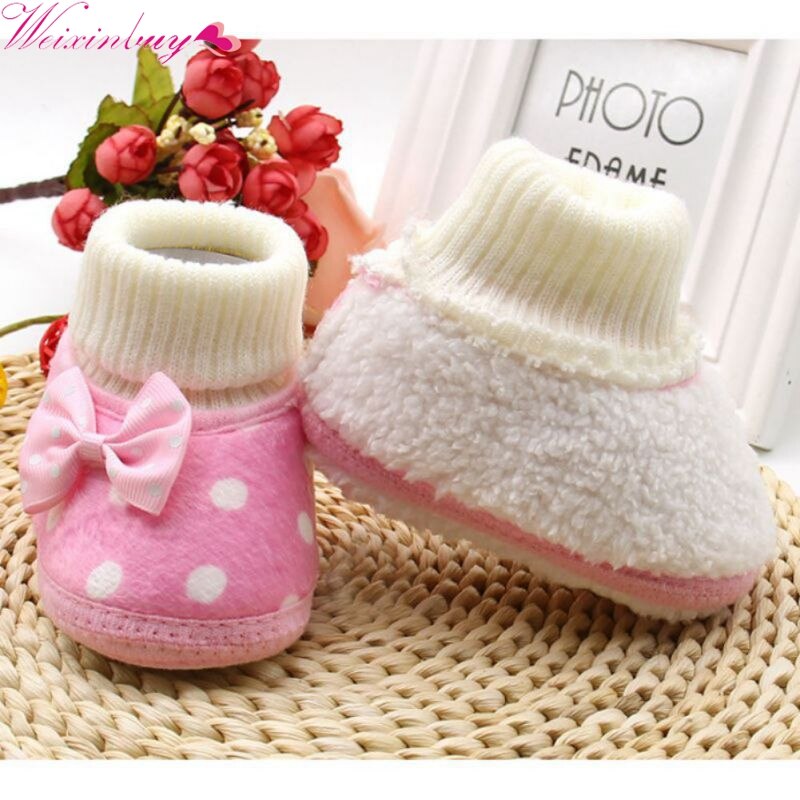 Warme Neugeborenen Schuhe Baby Mädchen Bowknot Fleece Winter Schnee Stiefel Booties Weiß Prinzessin Schuhe