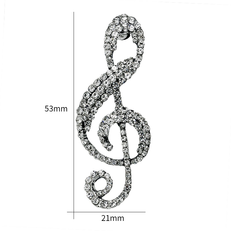 Trendy Style Crystal Rhinestone Brooches Music Note Shaped Brooch pins for Women Clothes Accessories