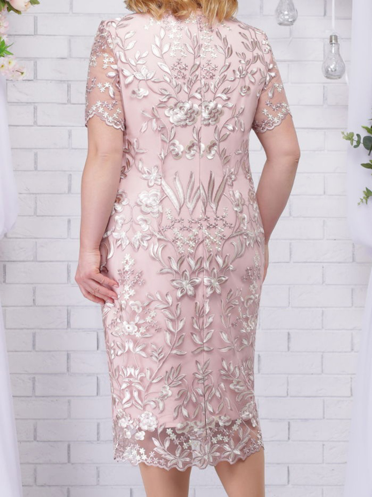 Vestidos de verano de talla grande 4xl 5xl para invitados de boda, vestidos de formales ajustados elegantes florales de encaje de manga corta para mujer